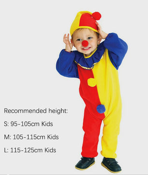 Kind Clown Kostuum met Muts - Feestelijk Jumpsuit voor Jongens & Meisjes