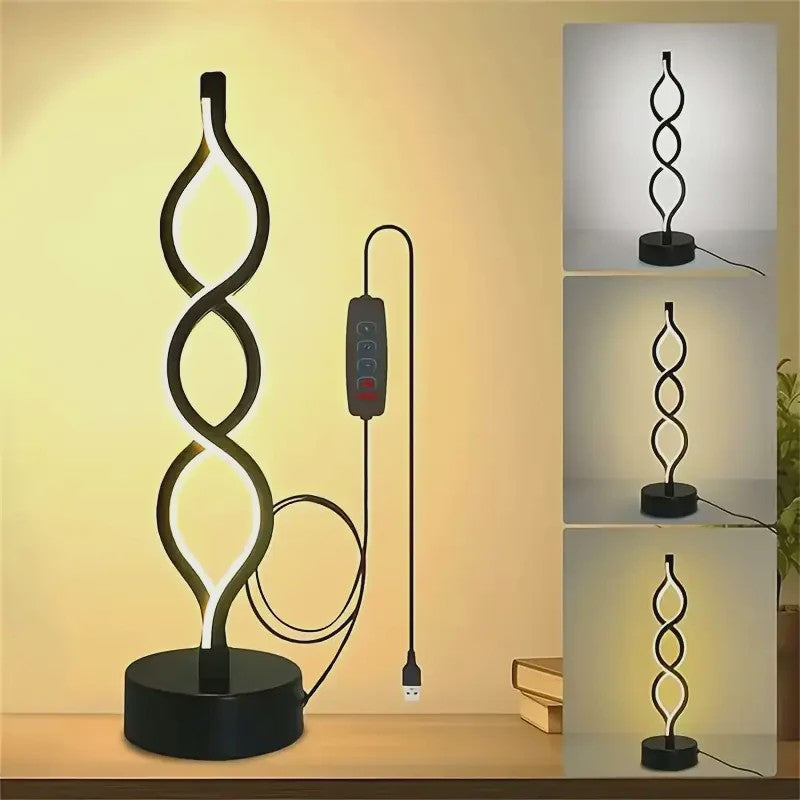Moderne Spiraal Tafellamp met Touch Control en 3 Kleuren LED - Sfeervolle Decoratie