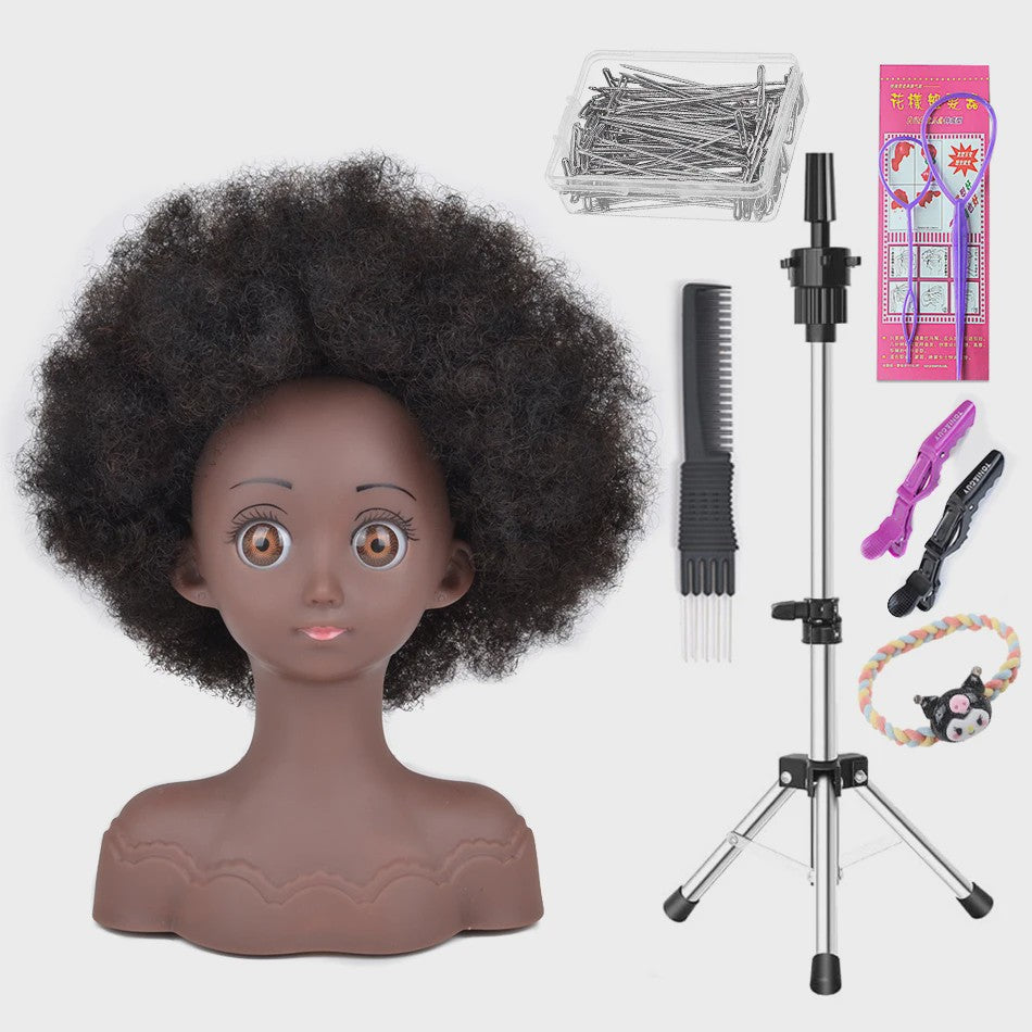 Professionele Pruikenkop met Afro Haar - Trainingshoofd voor Haarstylisten en Vlechters