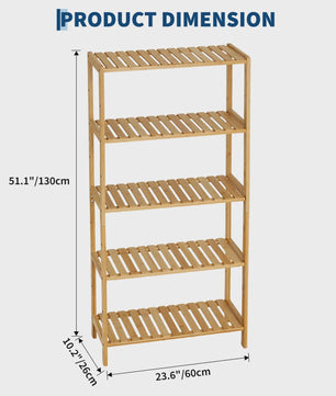 5-Laags Bamboe Opbergrek - Vrijstaand Houten Rek voor Badkamer, Keuken & Entree