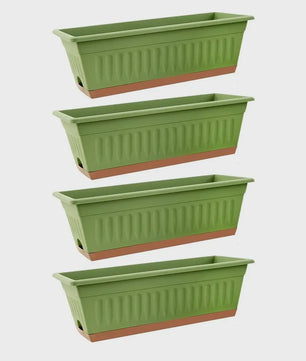 Set van 4 Rechthoekige Bloempotten - Decoratief & Veelzijdig voor Binnen en Buiten
