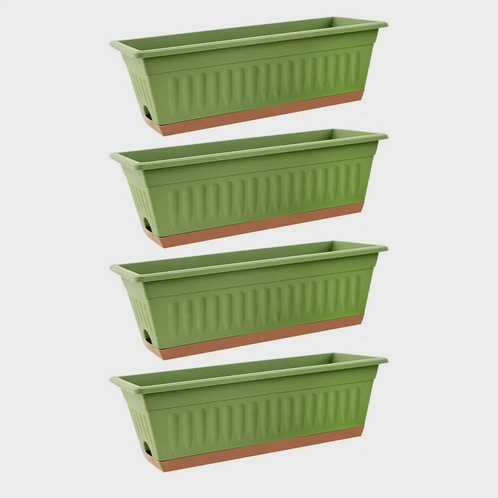 Set van 4 Rechthoekige Bloempotten - Decoratief & Veelzijdig voor Binnen en Buiten