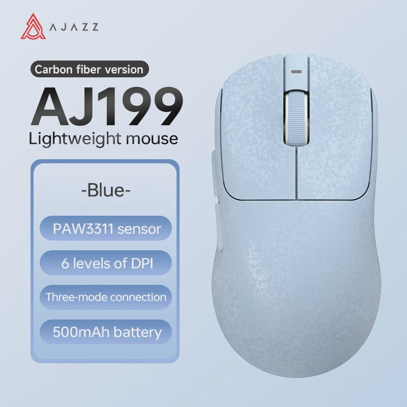 AJAZZ AJ199 Gaming Muis - 24000DPI, PAW3311 Sensor, Carbon Fiber, 3 Modi (2.4G/BT/Bedraad)