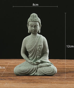 Zittende Buddha Beeldje - Zen Tuindecoratie & Vis Tank Ornament (Resin Steenlook)