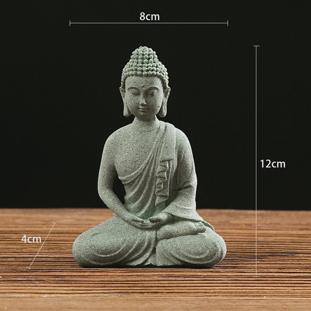 Zittende Buddha Beeldje - Zen Tuindecoratie & Vis Tank Ornament (Resin Steenlook)