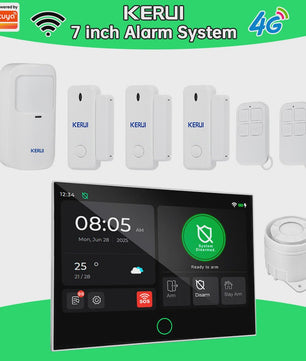 Kerui Alarmsysteem met 7-inch Touchscreen, 4G WiFi en Tuya Smart Integratie