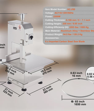 Professionele Bottenzaag Machine - RVS Tafelmodel Bandsaw voor Vlees en Botten