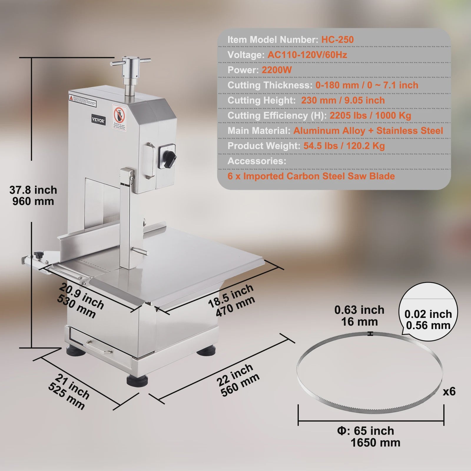 Professionele Bottenzaag Machine - RVS Tafelmodel Bandsaw voor Vlees en Botten