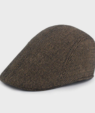 Herfst Winter Heren Flat Cap Wol Blend - Klassieke Baker Boy Pet met Visgraatpatroon
