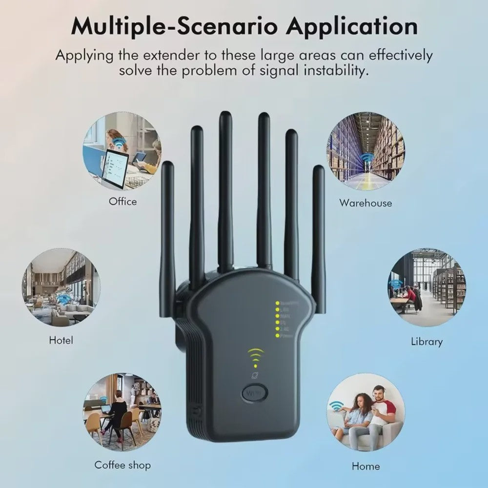 Krachtige WiFi Repeater 1200Mb/s Dual Band (2.4G/5GHz) - Versterk je Netwerk met Volledige Dekking