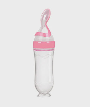 Baby Fles met Lepel - Siliconen Knijpfles voor Babyvoeding en Rijstpap