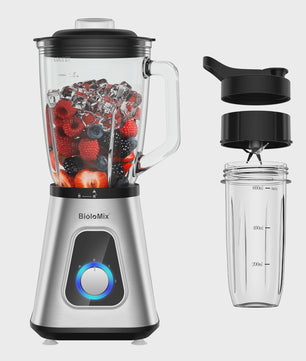 BioloMix Krachtige Blender 1300W met Glazen Kan (1.5L) - Perfect voor Smoothies & Sauzen