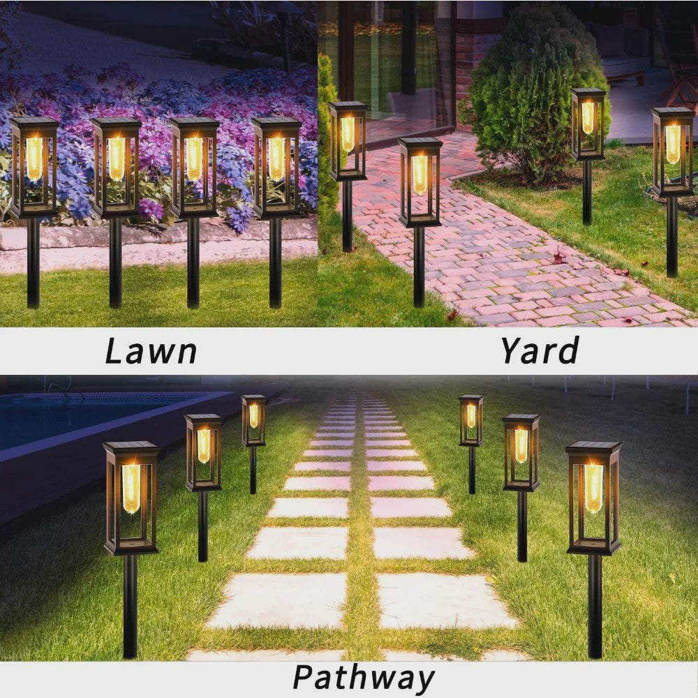 2-Pack Tuinverlichting op Zonne-energie - Waterdichte Buitenlampen met Decoratieve Filament LED