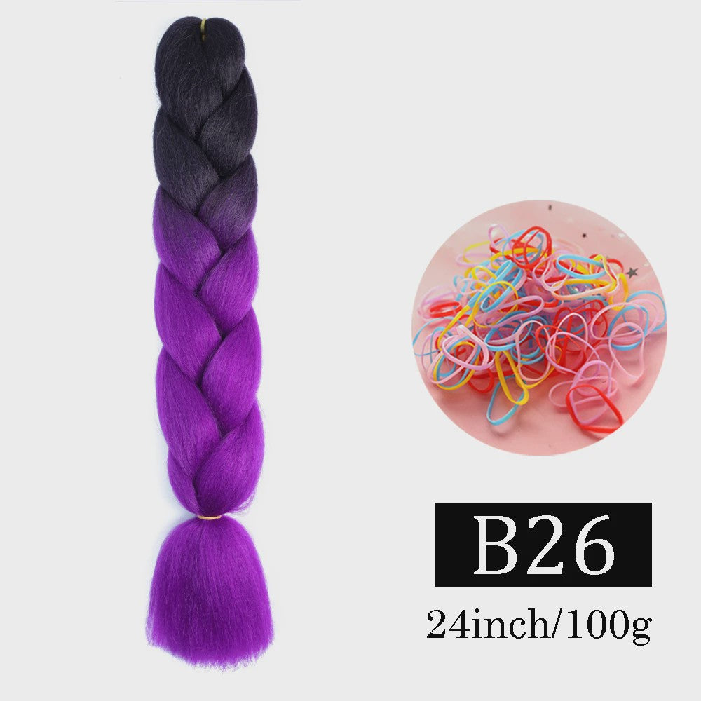 24 Inch Jumbo Braids Haarverlenging - Synthetisch Vlechtkapsel met Ombre Kleuren