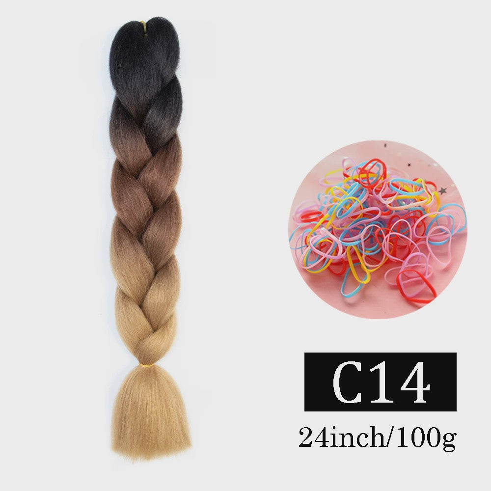 24 Inch Jumbo Braids Haarverlenging - Synthetisch Vlechtkapsel met Ombre Kleuren