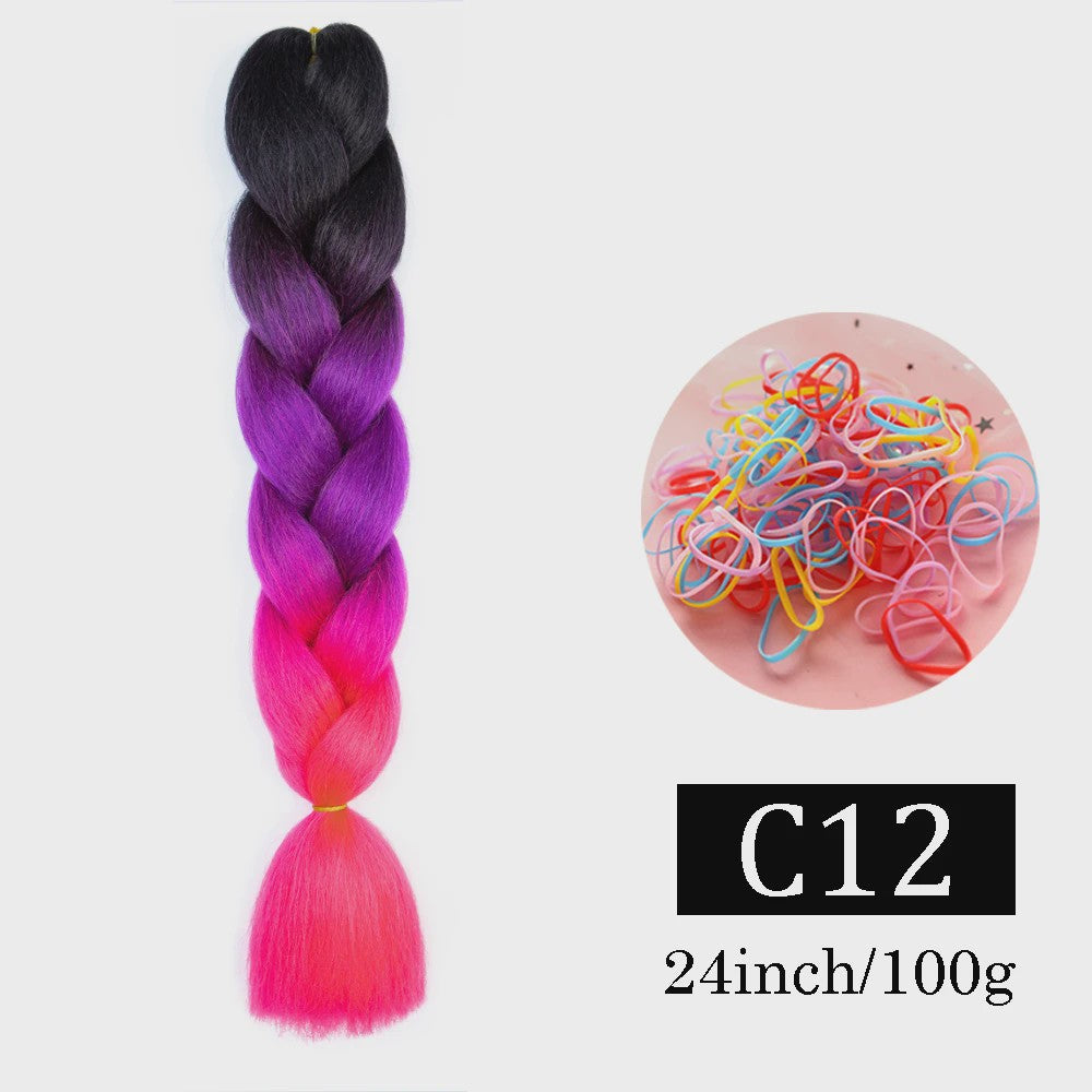 24 Inch Jumbo Braids Haarverlenging - Synthetisch Vlechtkapsel met Ombre Kleuren