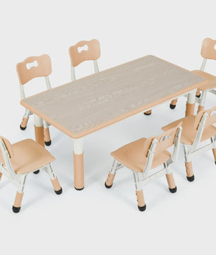 Verstelbare Kinder Tafel met 6 Stoelen - Knutseltafel & Speeltafel voor Kinderen (2-10 jaar)