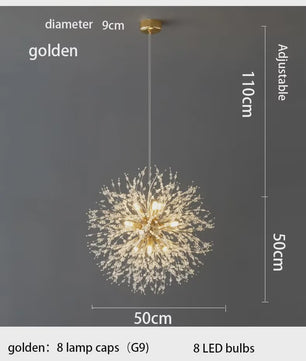 Moderne Kristallen Plafondlamp Ster Vuurbal Dandelion - Sfeervol LED Licht voor Woonkamer & Restaurant