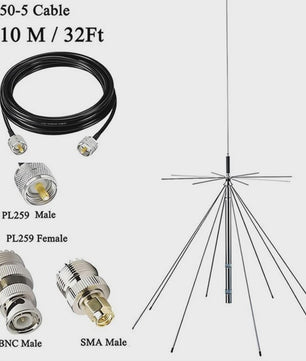Ultra-Wideband Discone Antenne 25MHz-1300MHz met PL259 Connector