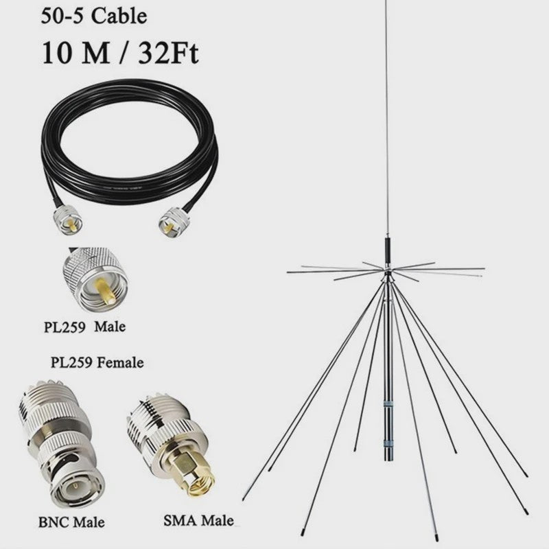 Ultra-Wideband Discone Antenne 25MHz-1300MHz met PL259 Connector