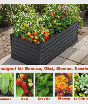Verhoogd Metalen Tuinbed 190x90x64cm - Zwaar Uitvoering, Roestvrij & Waterdicht