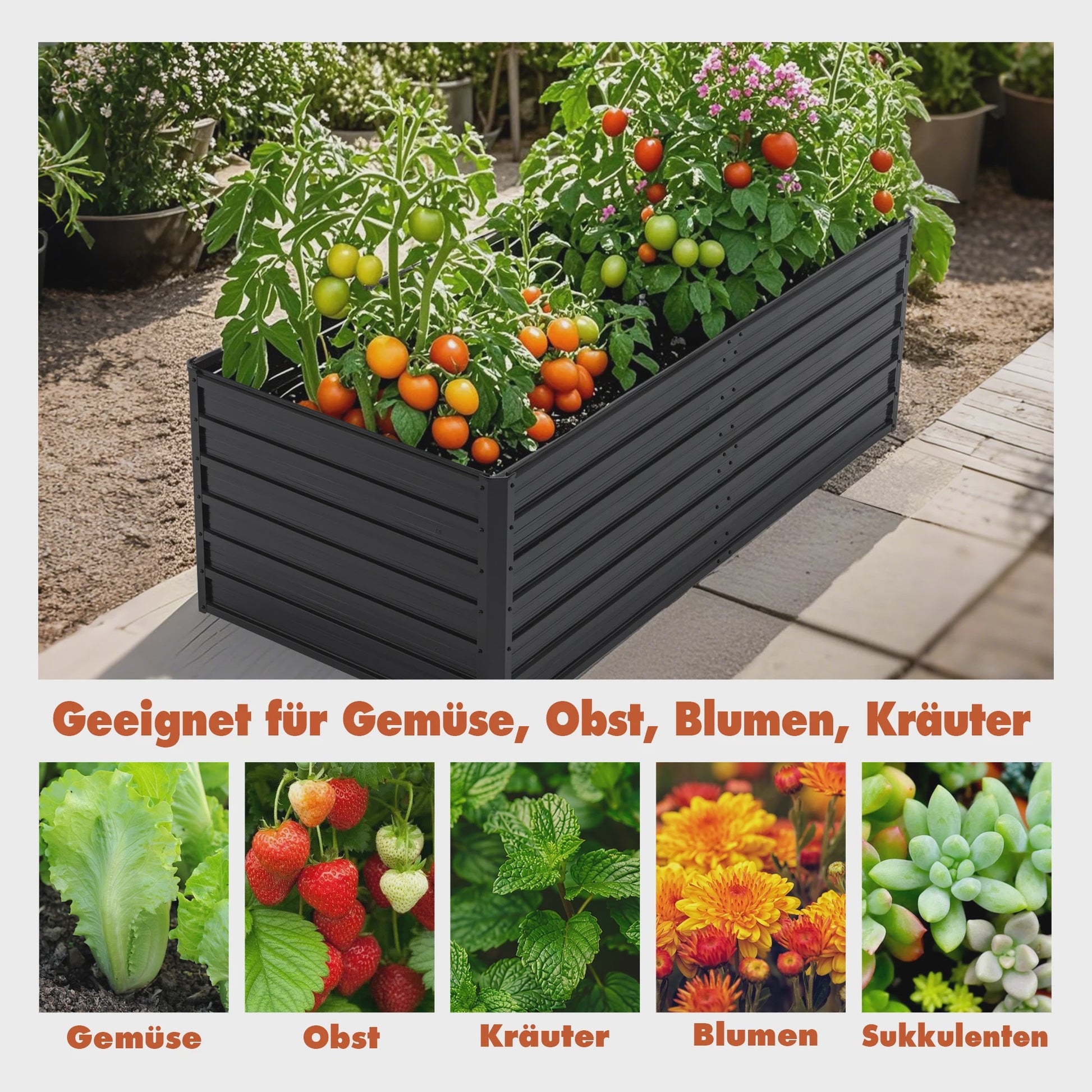 Verhoogd Metalen Tuinbed 190x90x64cm - Zwaar Uitvoering, Roestvrij & Waterdicht