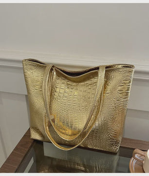 Luxe Dames Handtas Schoudertas Croco Print PU Leer Groot Formaat – Verkrijgbaar in Zilver, Goud, Zwart