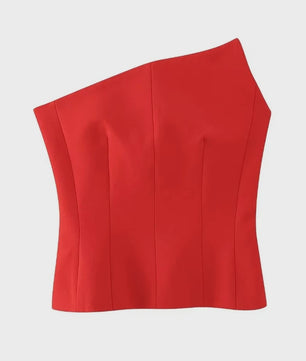 Asymmetrische Dames Bustier Top - Sexy Backless Design met Ritssluiting aan de Zijkant