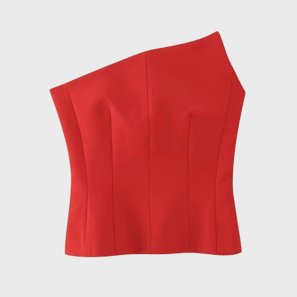 Asymmetrische Dames Bustier Top - Sexy Backless Design met Ritssluiting aan de Zijkant