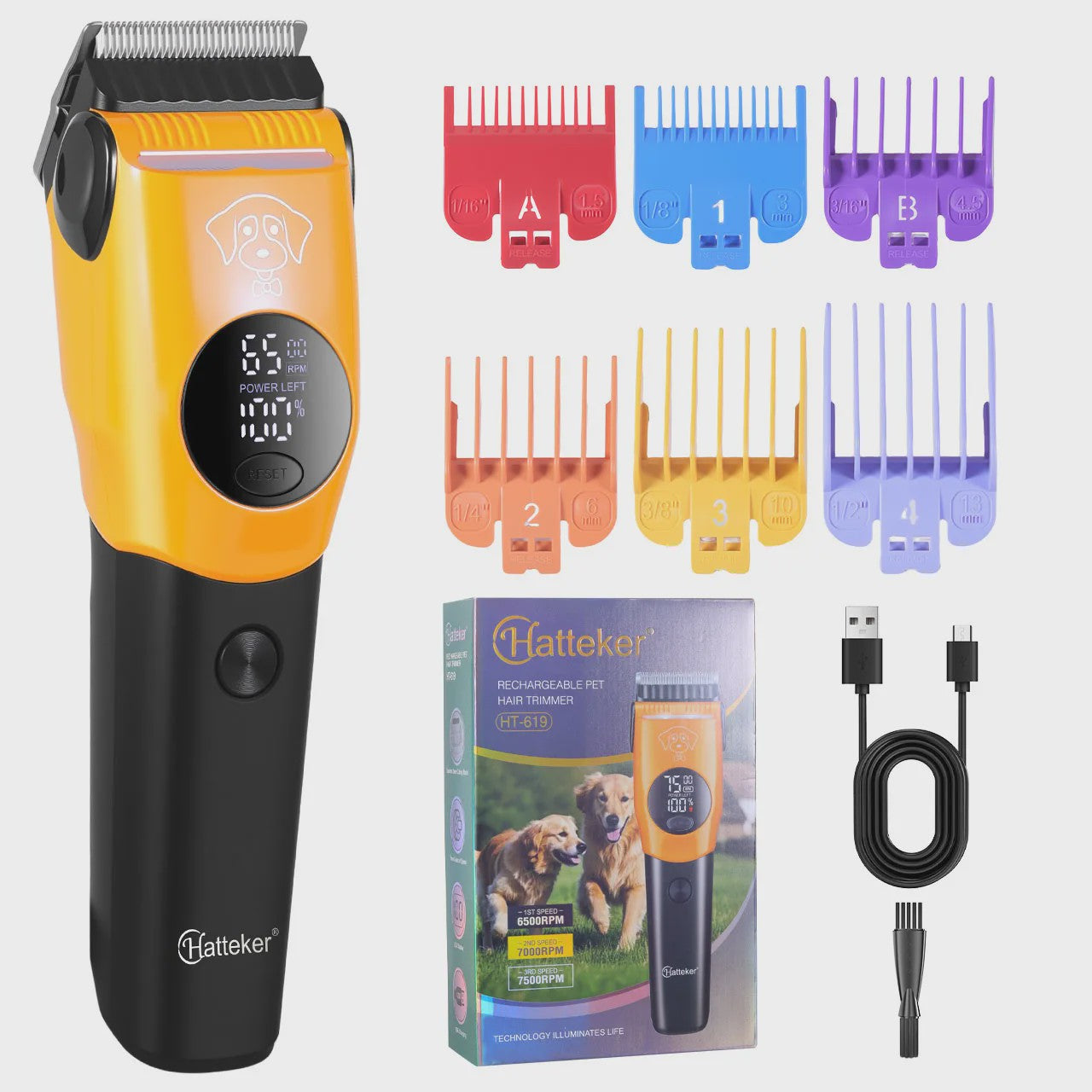 Solimpia Professionele Hond & Kat Trimmer - Krachtige 6500RPM Motor, USB Oplaadbaar, 180 Min Gebruikstijd, Stille Werking