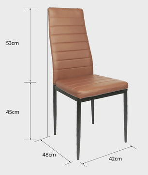Set van 4 Eetkamerstoelen - Gestoffeerd PU Leer met Metalen Poten