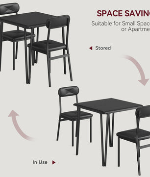 Compact Houten Eettafel voor 2 Personen met Gestoffeerde Stoelen - Ruimtebesparend & Modern