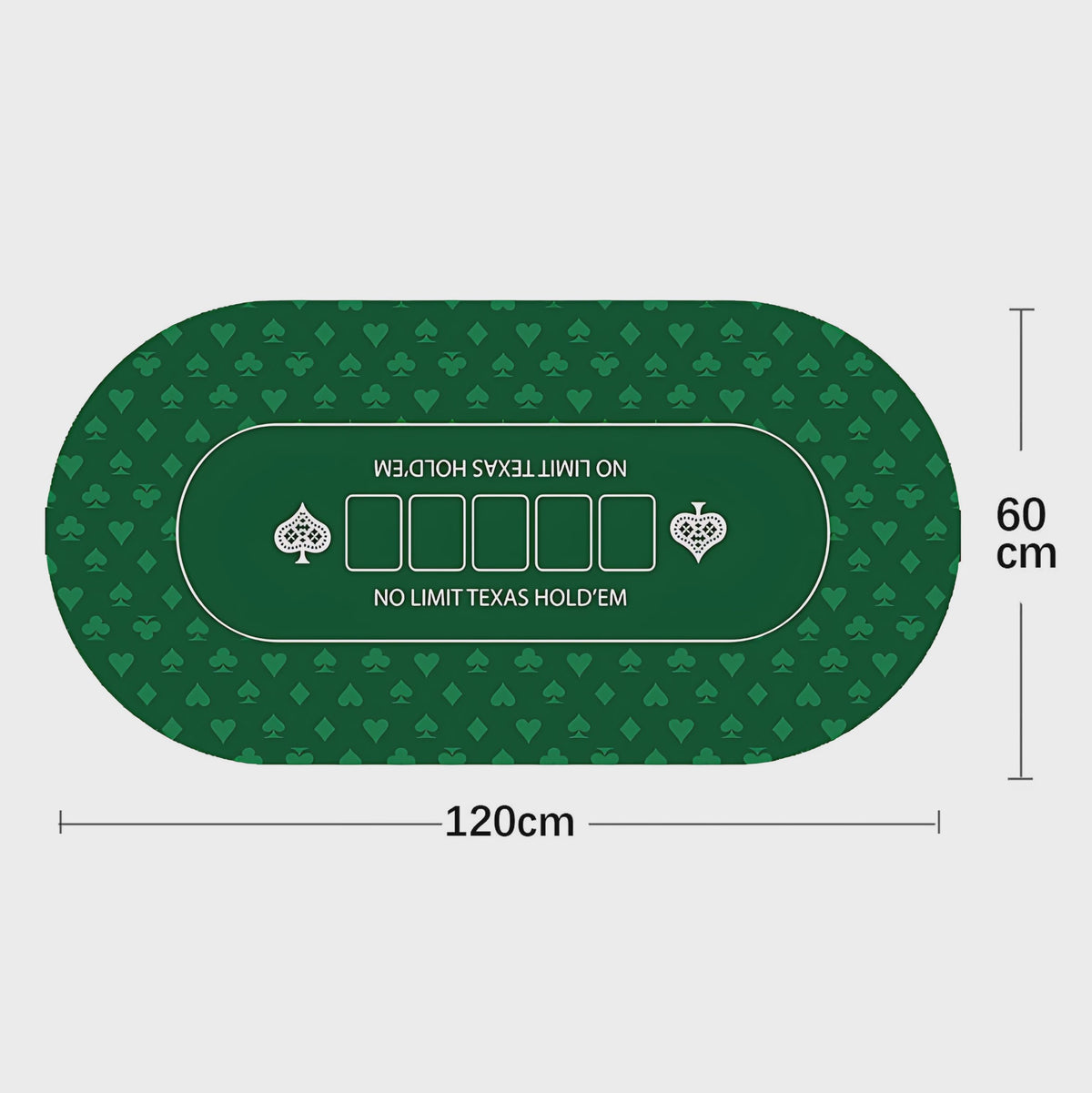 Grote Texas Hold'em Poker Tafelmat - Groen, Anti-slip & Geluidsdempend - 120x60cm of 180x90cm
