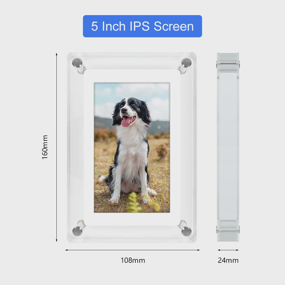 Digitale Fotolijst 5 & 7 Inch - Acryl, IPS Scherm, 4GB Geheugen, Oplaadbaar