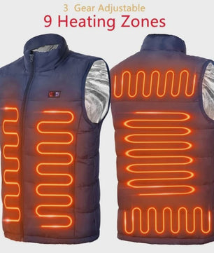 Verwarmd Vest met 9 Zones: Elektrische Graphene Jas voor Heren & Dames - USB Verwarming voor Sport & Camping