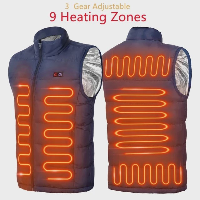 Verwarmd Vest met 9 Zones: Elektrische Graphene Jas voor Heren & Dames - USB Verwarming voor Sport & Camping