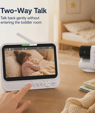 7 Inch Draadloze Babyfoon met Camera, Audio, Nachtzicht & Temperatuurmeter | VOX & Muziek