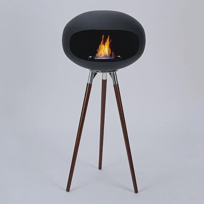 Moderne Design Bio-ethanol Haard op Houten Poten - Stijlvolle Sfeerhaard