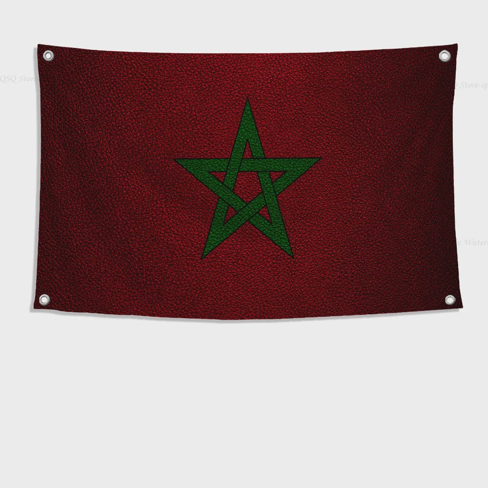 Marokkaanse Vlag - Polyester Decoratie met Ophangringen voor Binnen en Buiten