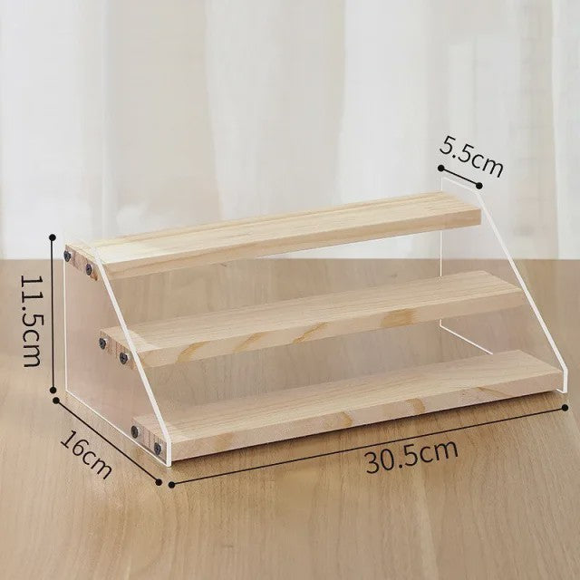 Houten Display Rek met Acryl Plateaus - 2 tot 7 Lagen voor Actiefiguren & Verzamelingen