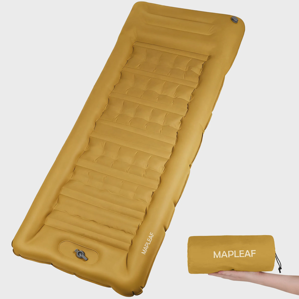 MAPLEAF Opblaasbaar Kampeerluchtbed met Ingebouwd Hoofdkussen - Ultralicht 1kg, Waterdicht, 12cm Dik, Voetpomp