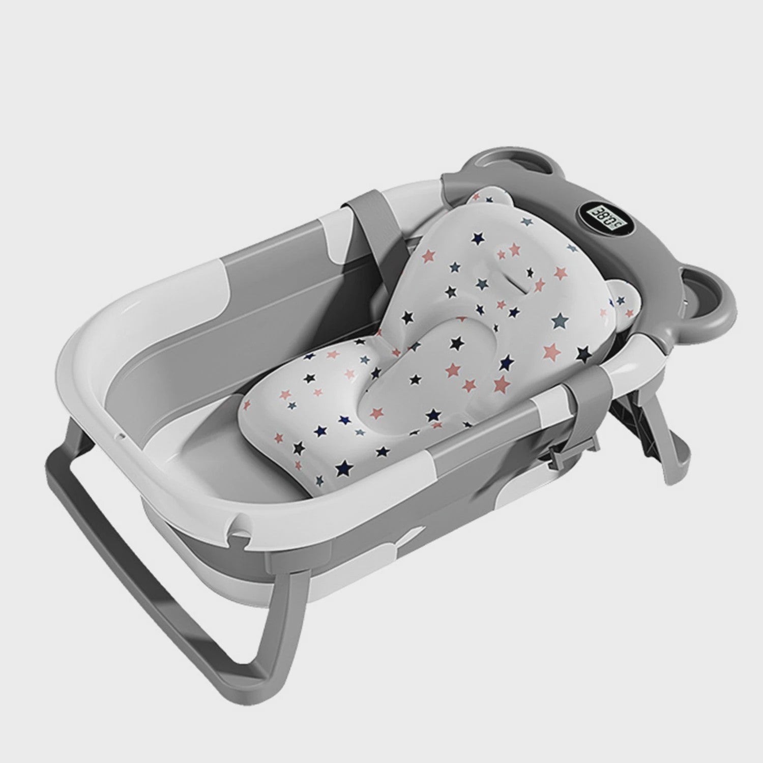 Opvouwbaar Babybadje met Thermometer & Antislip Kussen - Draagbaar voor Pasgeborenen
