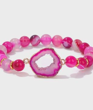 Natuursteen Agate Armband met Druzy Geode - Kleurrijk & Stijlvol