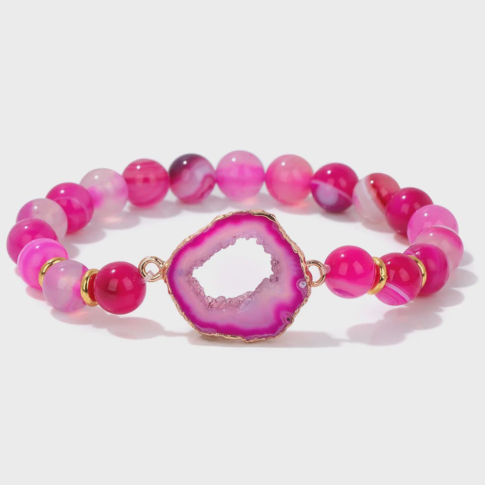 Natuursteen Agate Armband met Druzy Geode - Kleurrijk & Stijlvol
