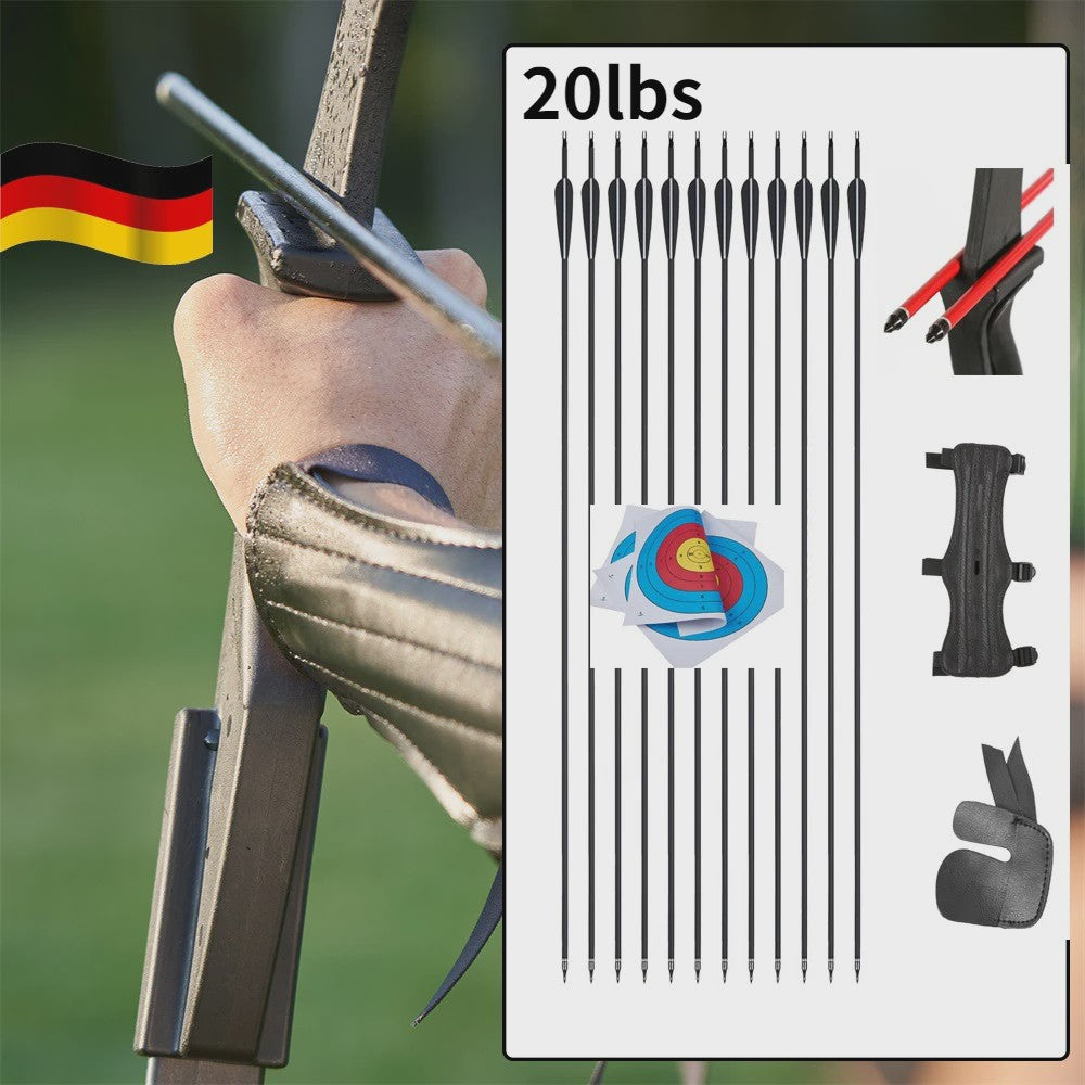 Recurve Boog Set voor Beginners: 20-40 LBS Boog, Pijlen, Armbeschermer & Vingerbeschermer