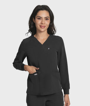 Dames Scrubtop Lange Mouw - Zacht, Waterdicht & Antibacterieel Medisch Uniform