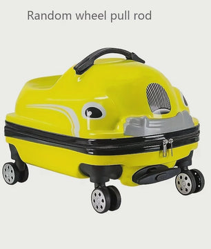 Vrolijke 20-Inch Kinderkoffer in Cartoon Auto Design - Stevig ABS PC met Spinnerwielen