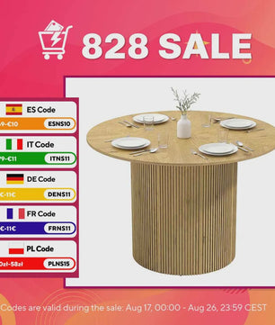 Ronde Eettafel voor 4-6 Personen met Geribbelde Cilinderbasis - SediaXL