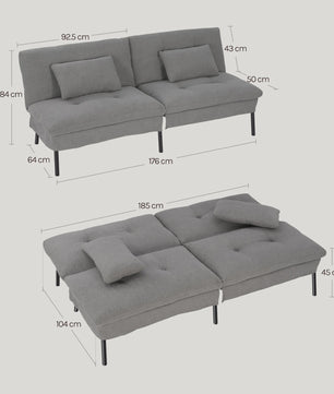 Convertible Sofa Bed met Verstelbare Rugleuning en Kussens - SediaXL