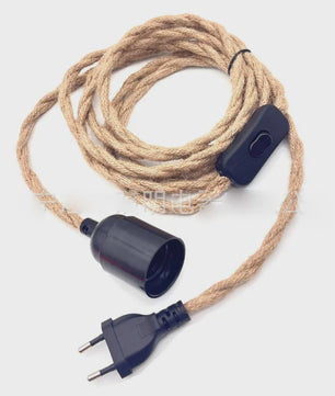 Industriële Hanglamp met Hennep Touw Kabel - E27 Fitting & Schakelaar